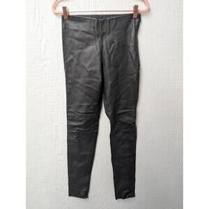 Karen Millen Black Stretch Lamb Leather Leggings Pants Quiet Luxury Size US 4